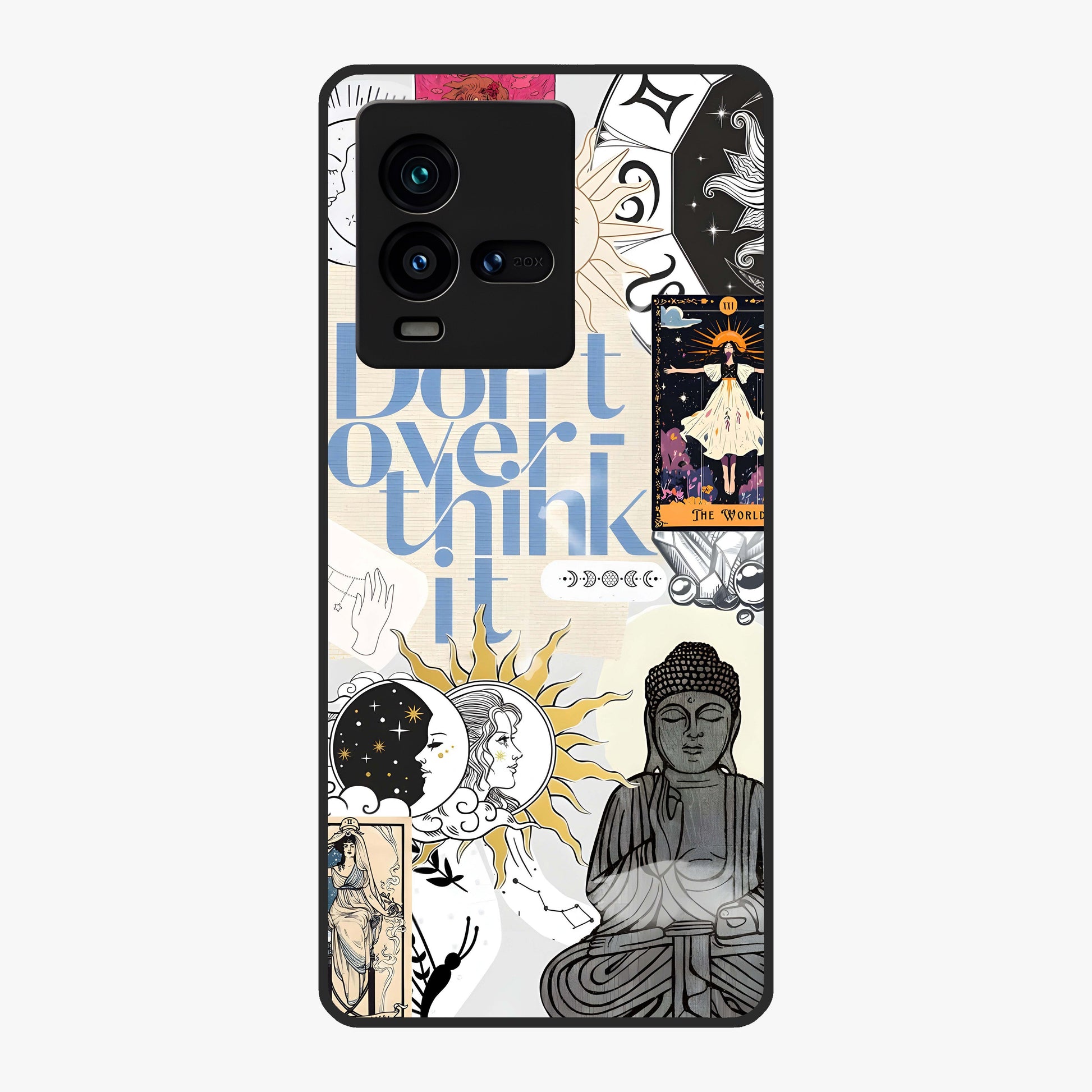 Ethereal Thoughts Glass Case showing flat back view with dreamy artistic artwork and glossy glass finish.