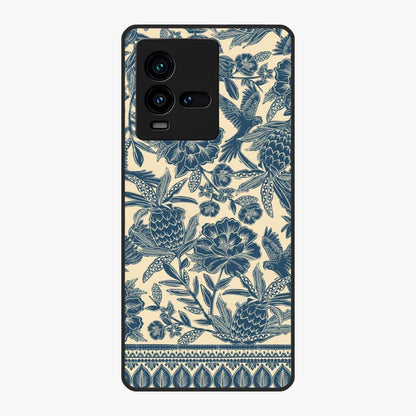 Heirloom Wild Bloom Glass Case showing flat back view with vintage inspired wild flower artwork and glossy glass finish.