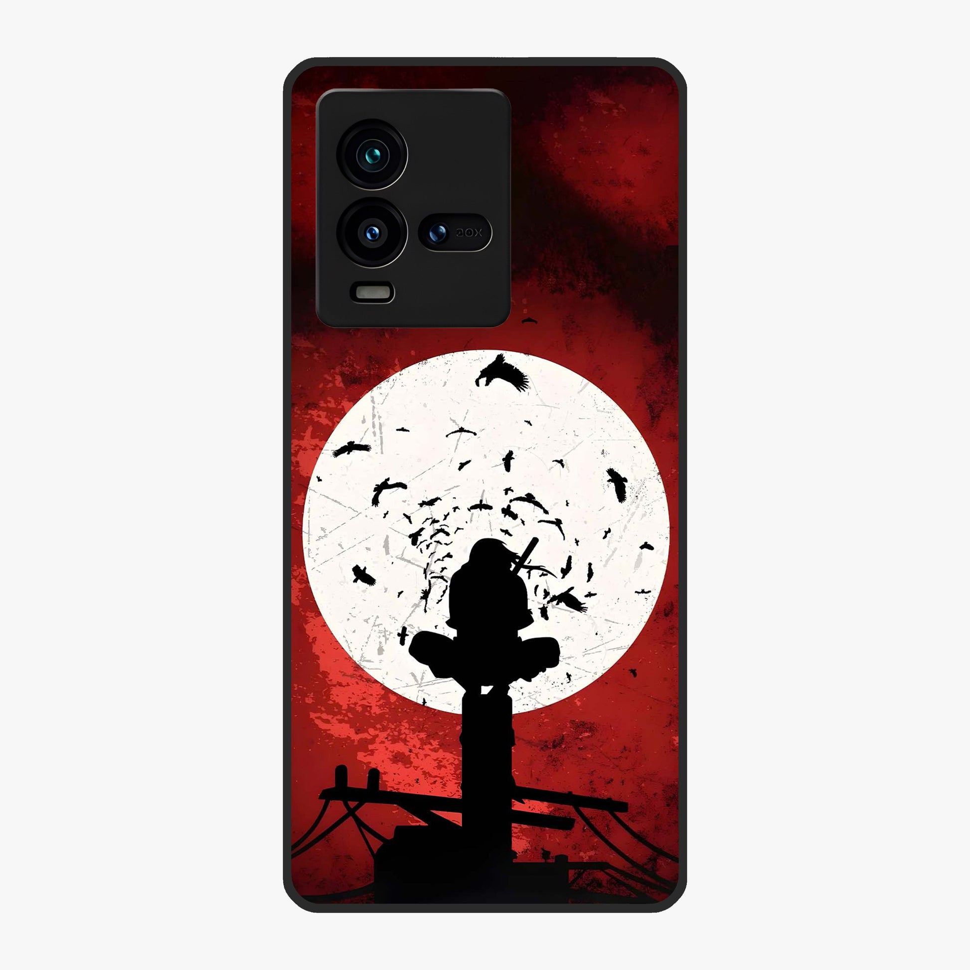 Itachi Limited Edition Naruto Anime Glass Case showing flat back view with iconic anime character artwork and glossy glass finish.