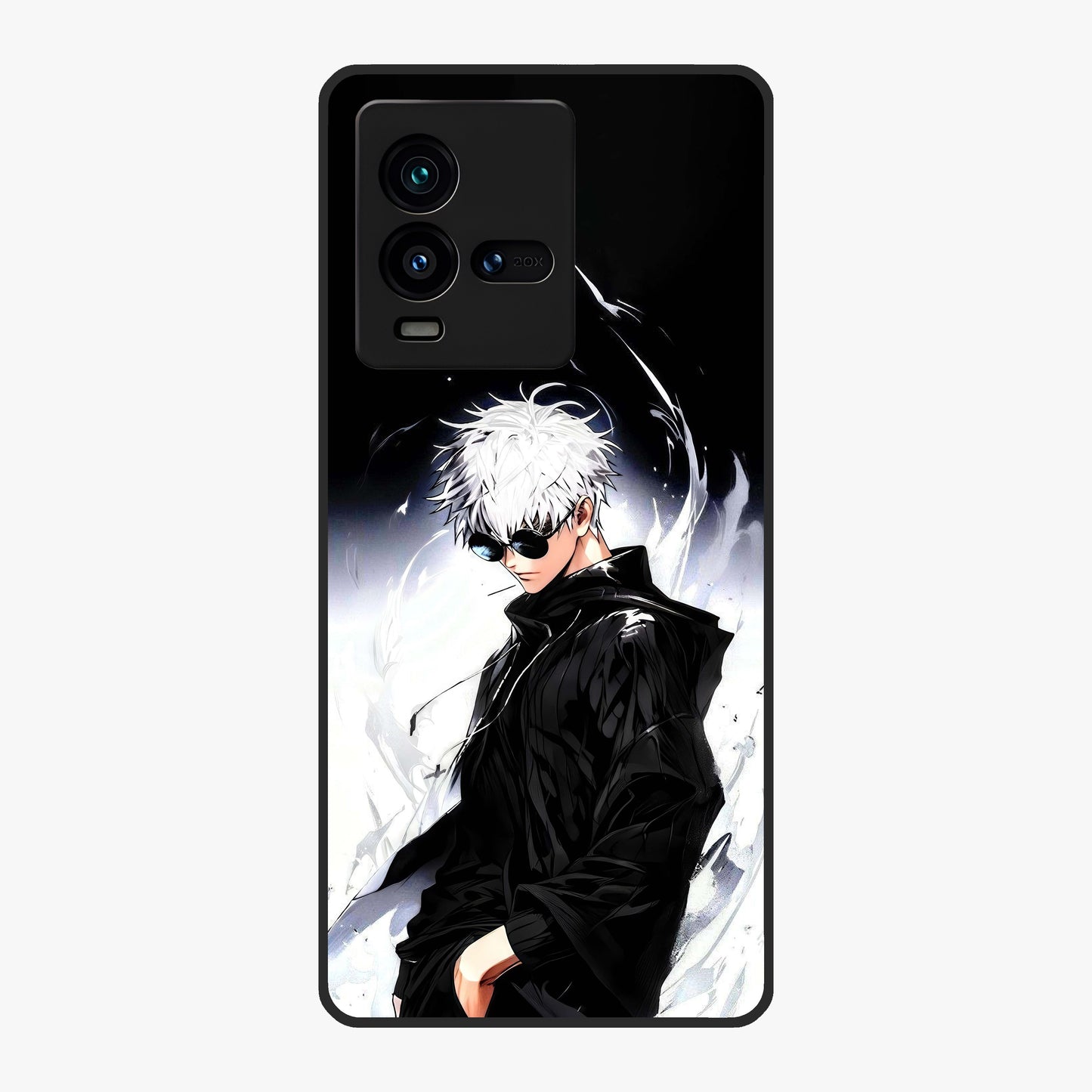 Limitless Shadow King Glass Case showing flat back view with powerful shadow warrior artwork and glossy glass finish.