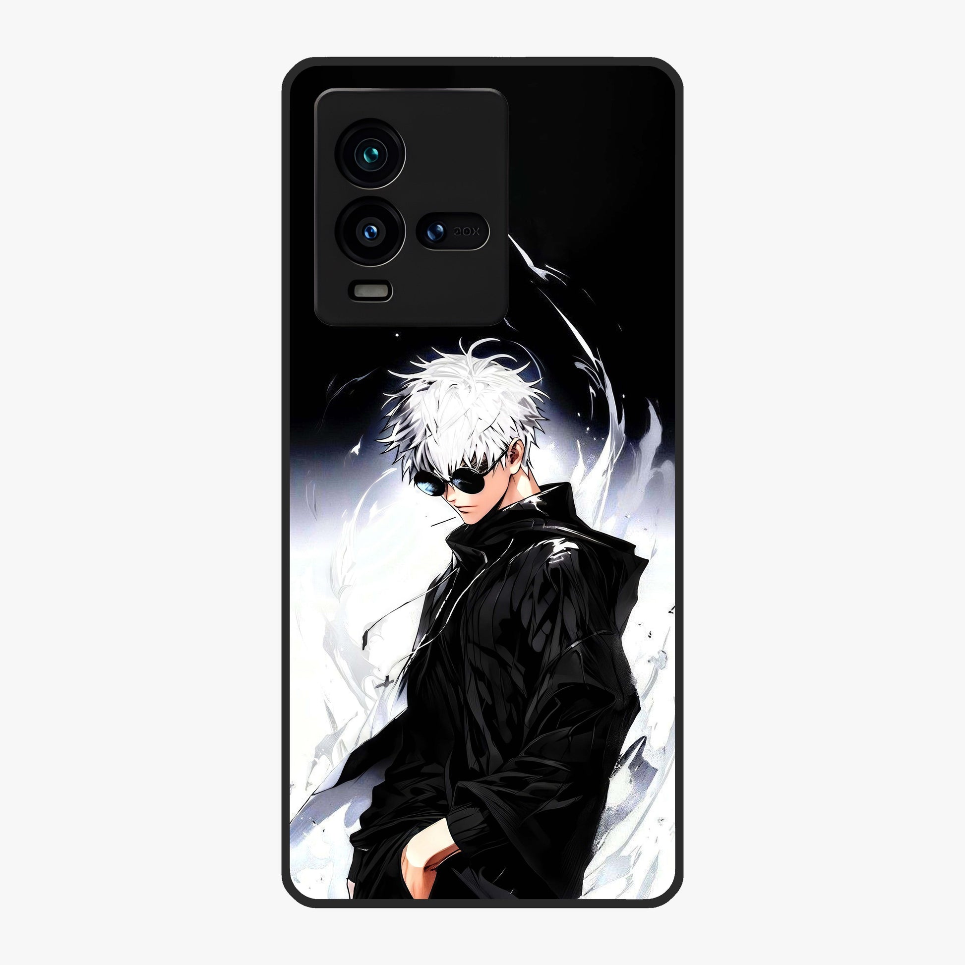 Limitless Shadow King Glass Case showing flat back view with powerful shadow warrior artwork and glossy glass finish.