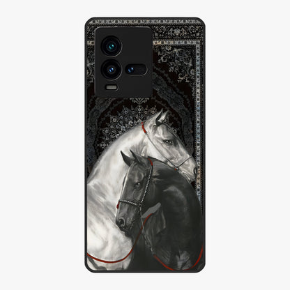 Majestic Ride Legacy Glass Case showing flat back view with powerful automotive inspired artwork and glossy glass finish.