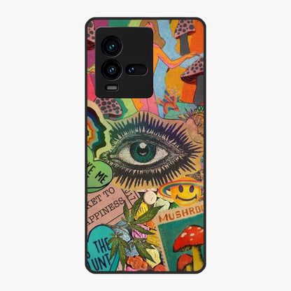 Mystic Eye Wonderland Glass Case showing flat back view with mystical eye themed artwork and glossy glass finish.