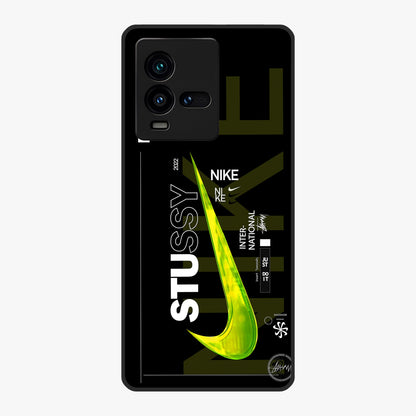 Neon Street Edition Glass Case showing flat back view with neon street style artwork and glossy glass finish.