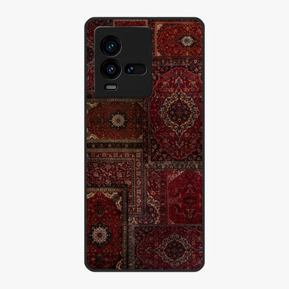Persian Velvet Tale Glass Case showing flat back view with luxurious Persian velvet pattern artwork and glossy glass finish.