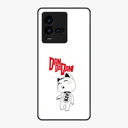 Playful Spirit Charm Glass Case showing flat back view with cheerful charm themed artwork and glossy glass finish.