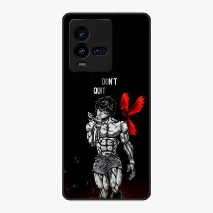 Rise Beyond Limits Glass Case showing flat back view with motivational typography artwork and glossy glass finish.