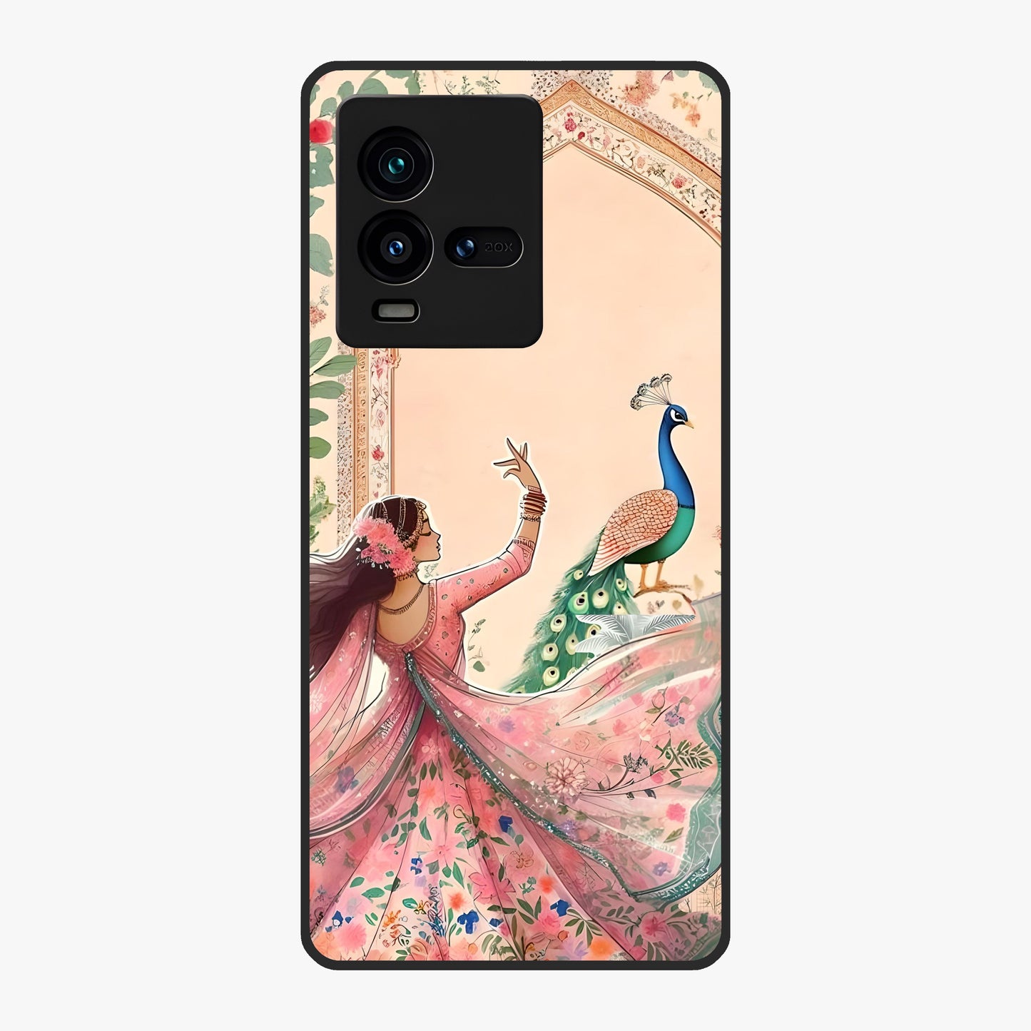 Royal Grace Muse Glass Case showing flat back view with elegant artistic artwork and glossy glass finish.