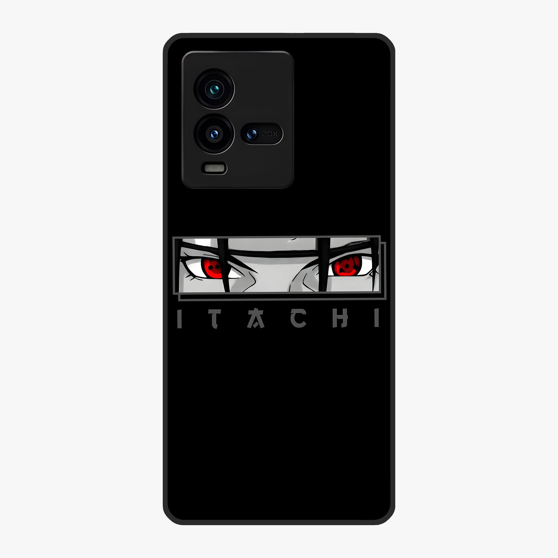 Scarlet Gaze Dominance Glass Case showing flat back view with striking red themed artwork and glossy glass finish.