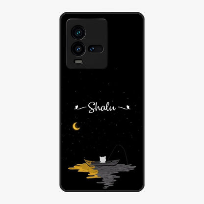 Silent Night Row Glass Case showing flat back view with calm night themed artwork and glossy glass finish.