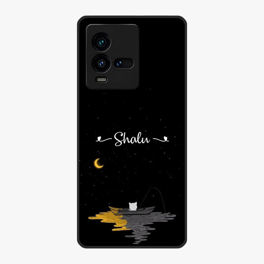 Silent Night Row Glass Case showing flat back view with calm night themed artwork and glossy glass finish.