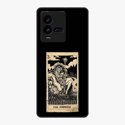 The Empress Glass Case showing flat back view with regal feminine artwork and glossy glass finish.