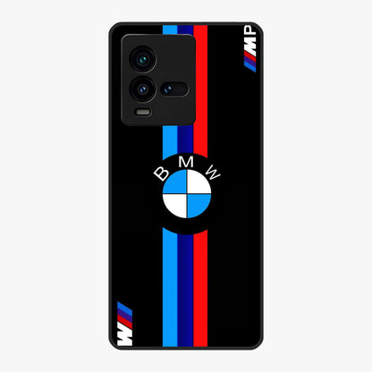 Turbo BMW Beast Glass Case showing flat back view with high performance sports car artwork and glossy glass finish.