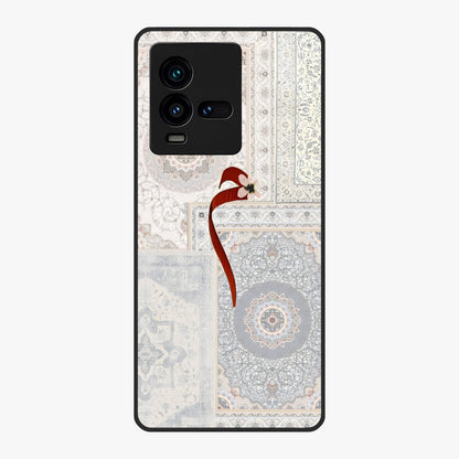 White Aesthetic Bow Glass Case showing flat back view with minimal bow artwork and glossy glass finish.
