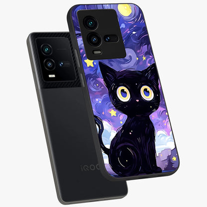 Abstract Cat Art Glass Case displayed in angled mockup highlighting modern abstract cat artwork and sleek glass surface.
