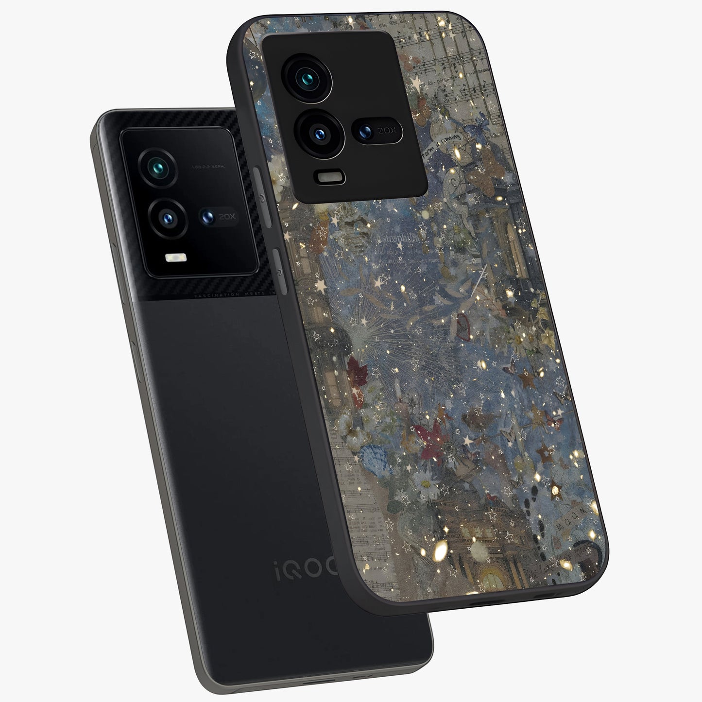 Aesthetic Astrolophia Glass Case displayed in angled mockup highlighting artistic aesthetic elements and smooth glass surface.