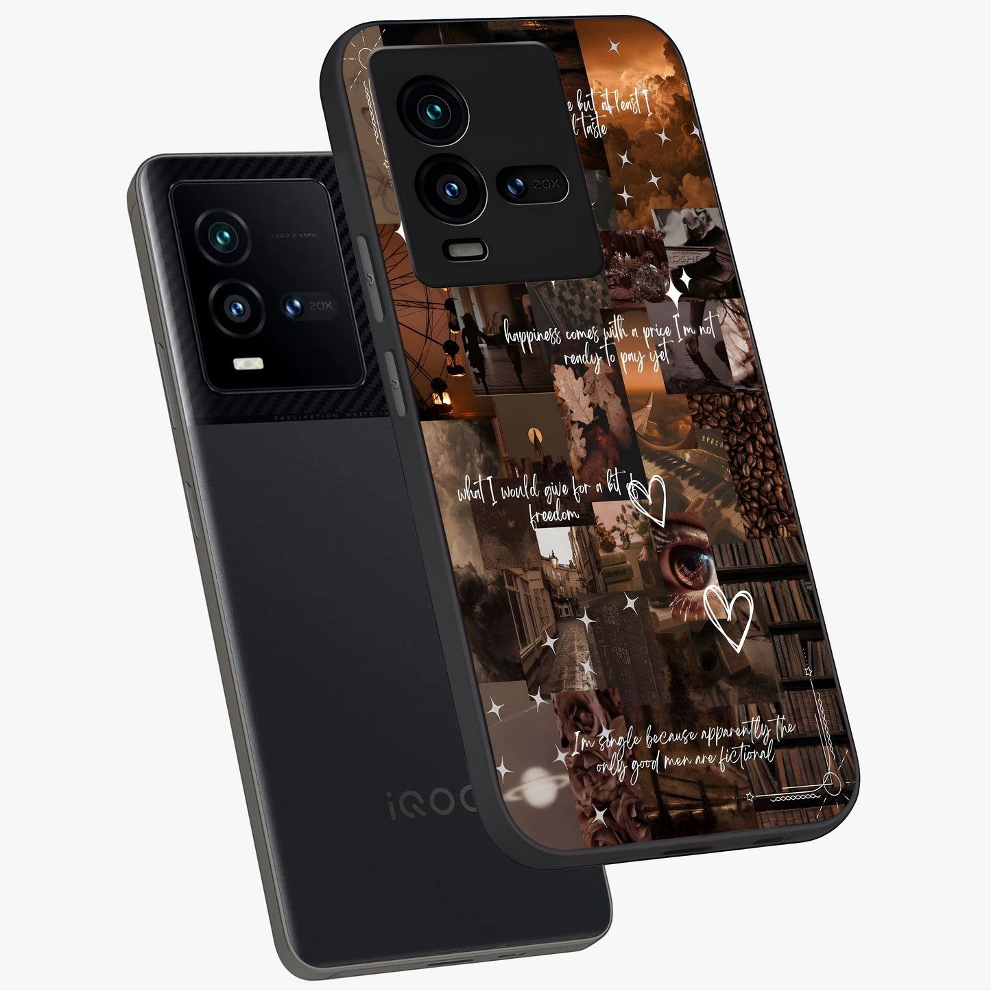 Bittersweet Aesthetic Chaos Glass Case displayed in angled mockup highlighting expressive abstract artwork and edgy aesthetic theme.