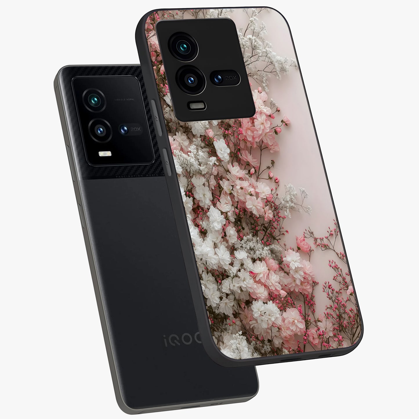 Blush Blossom Cloud Glass Case displayed in angled mockup highlighting soft cloud and blossom design with pastel aesthetic.