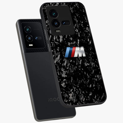 Carbon Speed Mark Glass Case displayed in angled mockup highlighting racing inspired carbon design and sleek aesthetic style.