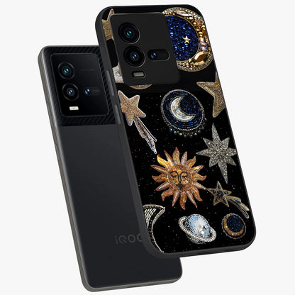 Celestial Gem Constellations Glass Case displayed in angled mockup highlighting gemstone inspired constellation design.