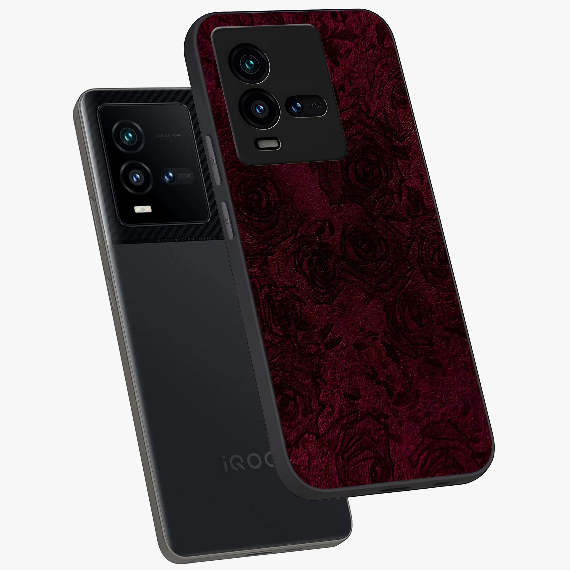 Crimson Fade Flow Glass Case displayed in angled mockup highlighting smooth gradient design with modern aesthetic style.