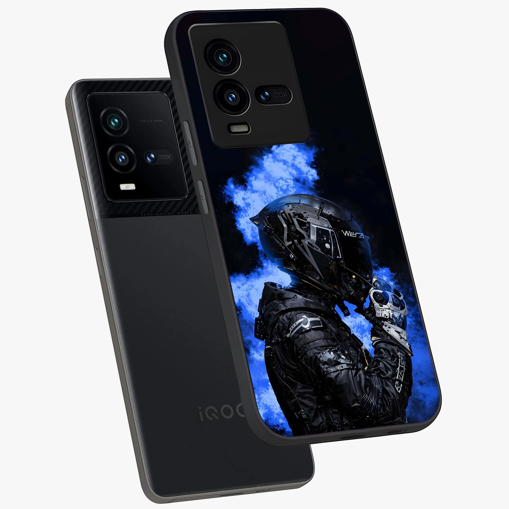 Cyber Sentinel Protocol Glass Case displayed in angled mockup highlighting digital cyber design with sci-fi aesthetic style.