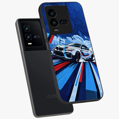 Drift Power Rush Glass Case displayed in angled mockup highlighting powerful drift car design with sporty aesthetic style.