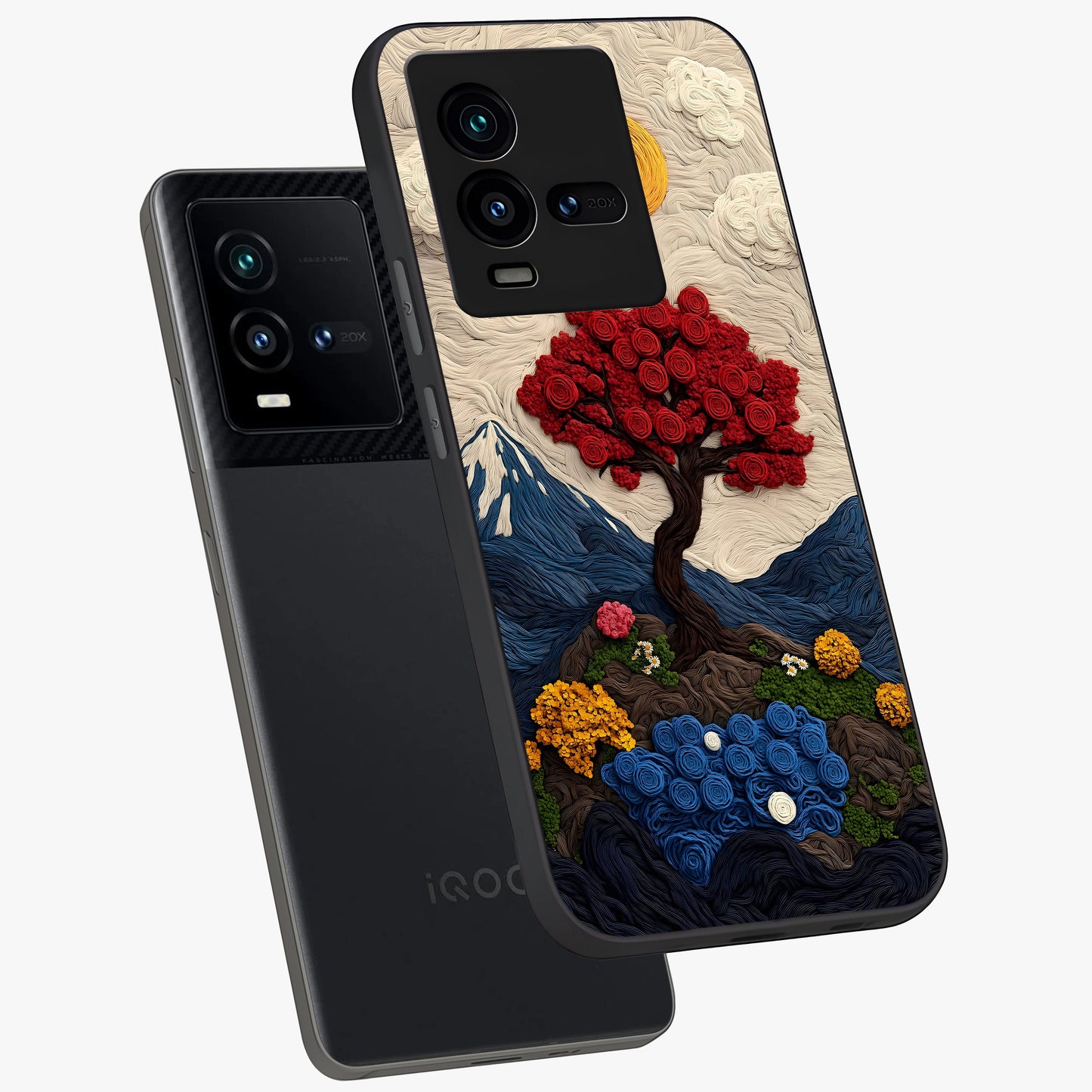 Eternal Nature Tapestry Glass Case displayed in angled mockup highlighting detailed botanical pattern with artistic aesthetic.