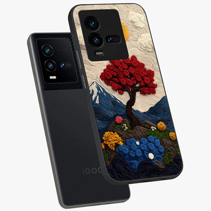 Eternal Nature Tapestry Glass Case displayed in angled mockup highlighting detailed botanical pattern with artistic aesthetic.
