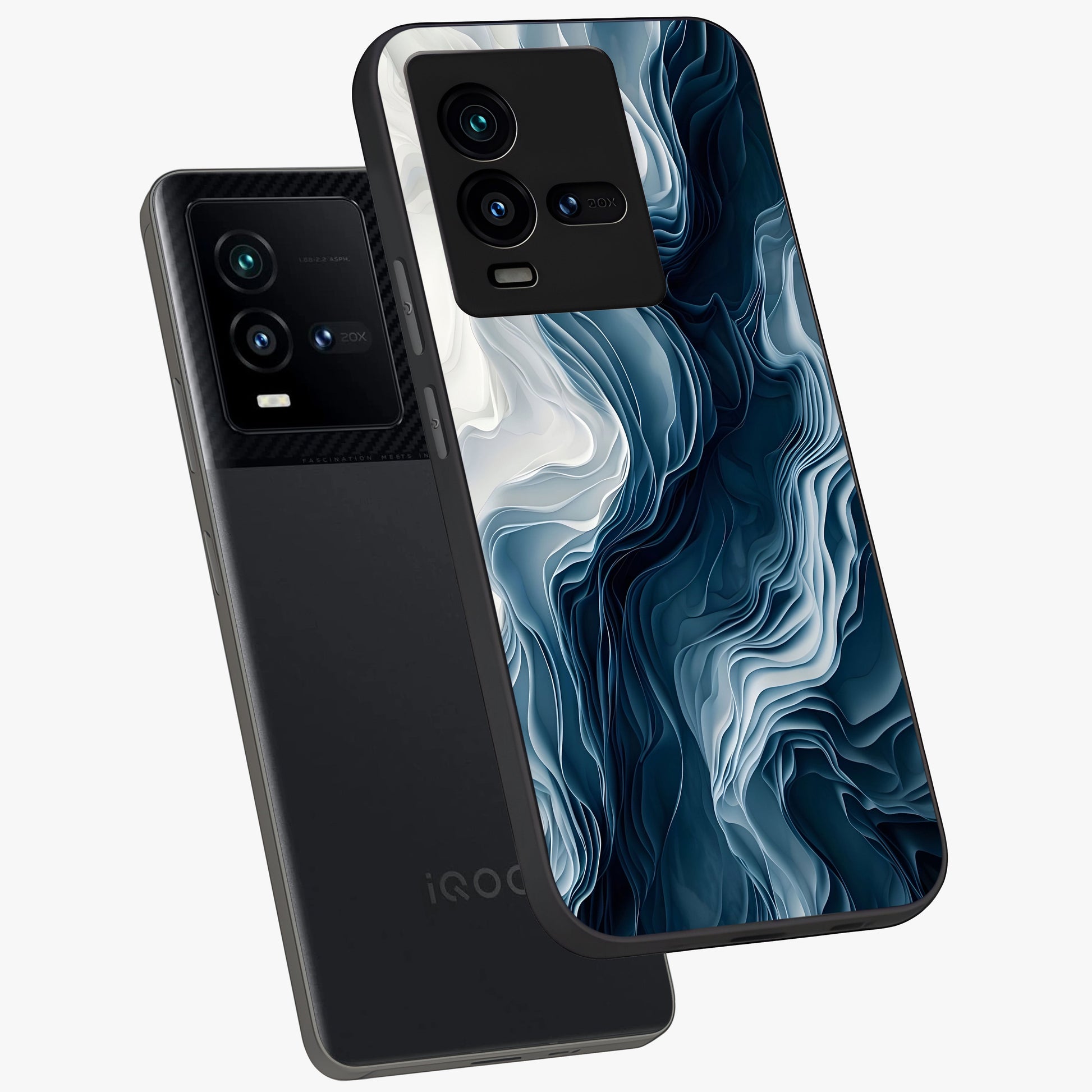 Ethereal Paper Marble Glass Case displayed in angled mockup highlighting elegant marble pattern with modern aesthetic style.