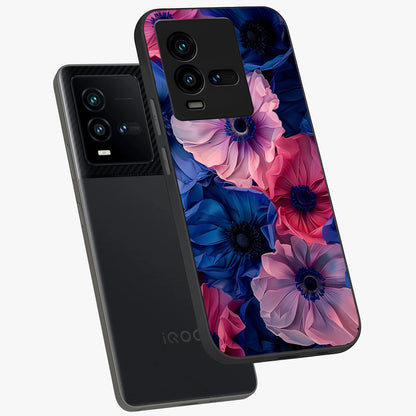 Flower Paper Art Pattern Glass Case displayed in angled mockup highlighting layered paper flower design with artistic aesthetic.