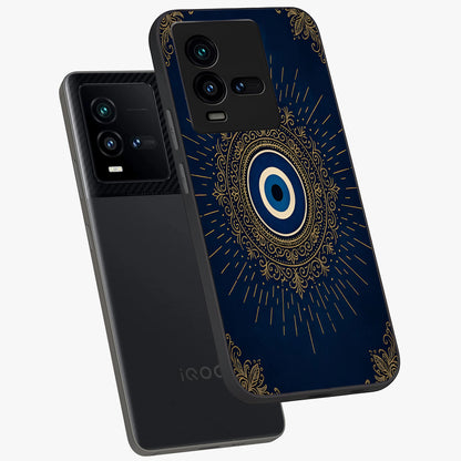 Golden Celestial Charm Glass Case displayed in angled mockup highlighting sparkling cosmic charm design with celestial aesthetic.