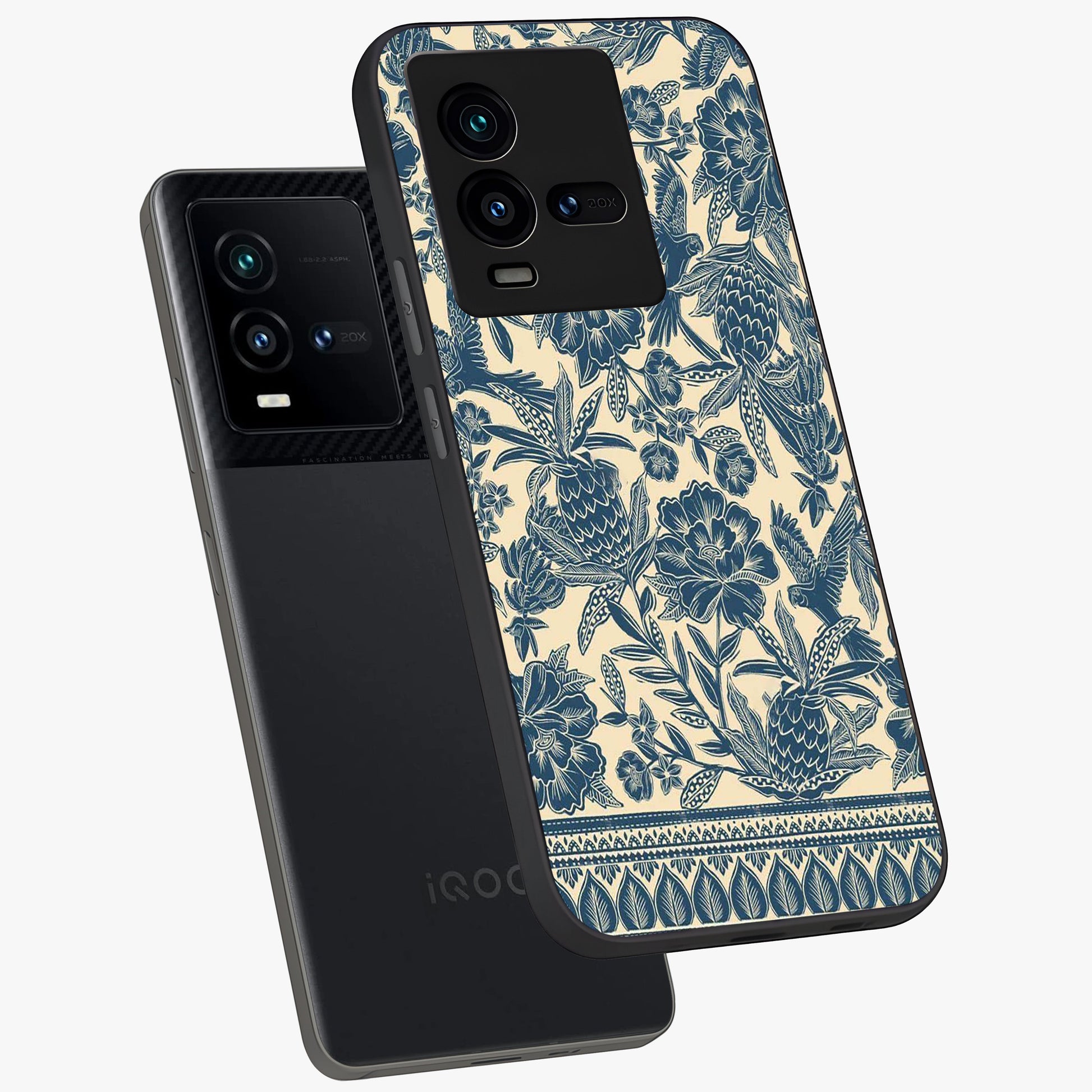 Heirloom Wild Bloom Glass Case displayed in angled mockup highlighting botanical bloom design with classic aesthetic style.