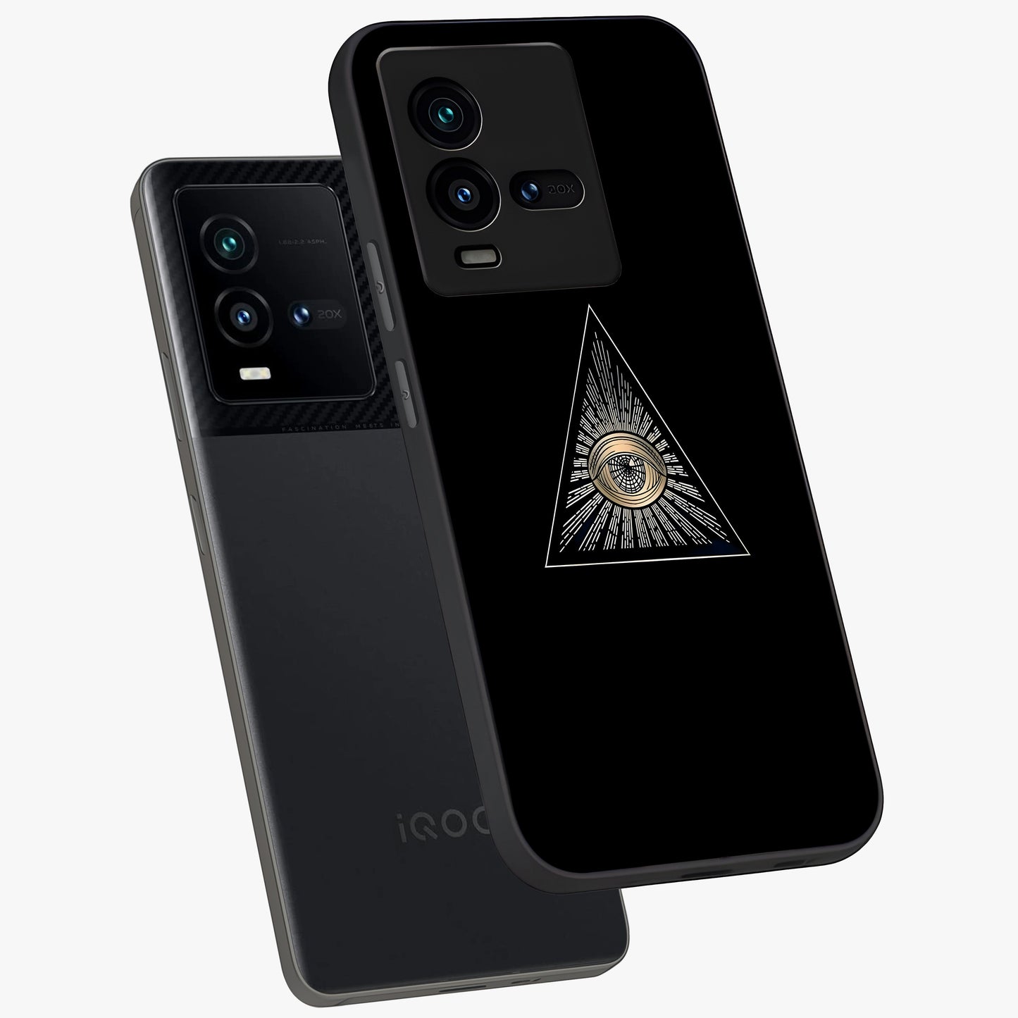 Illuminati Evil Glass Case displayed in angled mockup highlighting dark occult inspired design with bold aesthetic style.