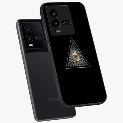 Illuminati Evil Glass Case displayed in angled mockup highlighting dark occult inspired design with bold aesthetic style.