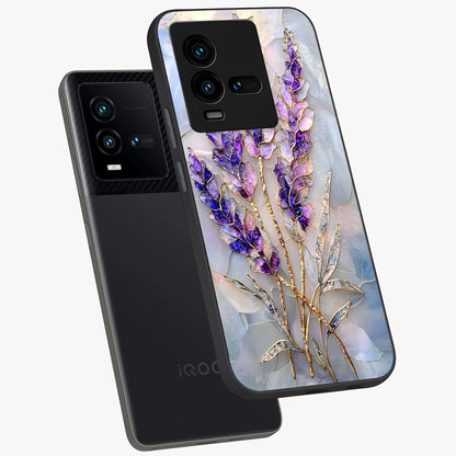 Lavender Dream Glow Glass Case displayed in angled mockup highlighting dreamy purple glow design with soft artistic style.