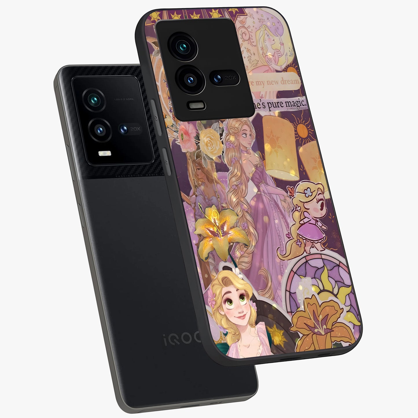 Magical Tangled Dream Glass Case displayed in angled mockup highlighting whimsical fantasy design with magical aesthetic.