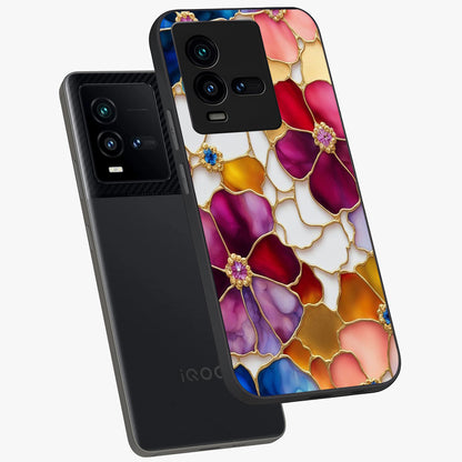 Marble Flower Pattern Glass Case displayed in angled mockup highlighting elegant marble floral design with modern aesthetic.