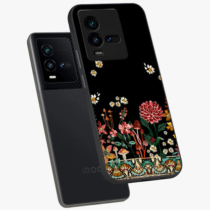 Midnight Bloom Pattern Glass Case displayed in angled mockup highlighting elegant flower design with midnight aesthetic style.
