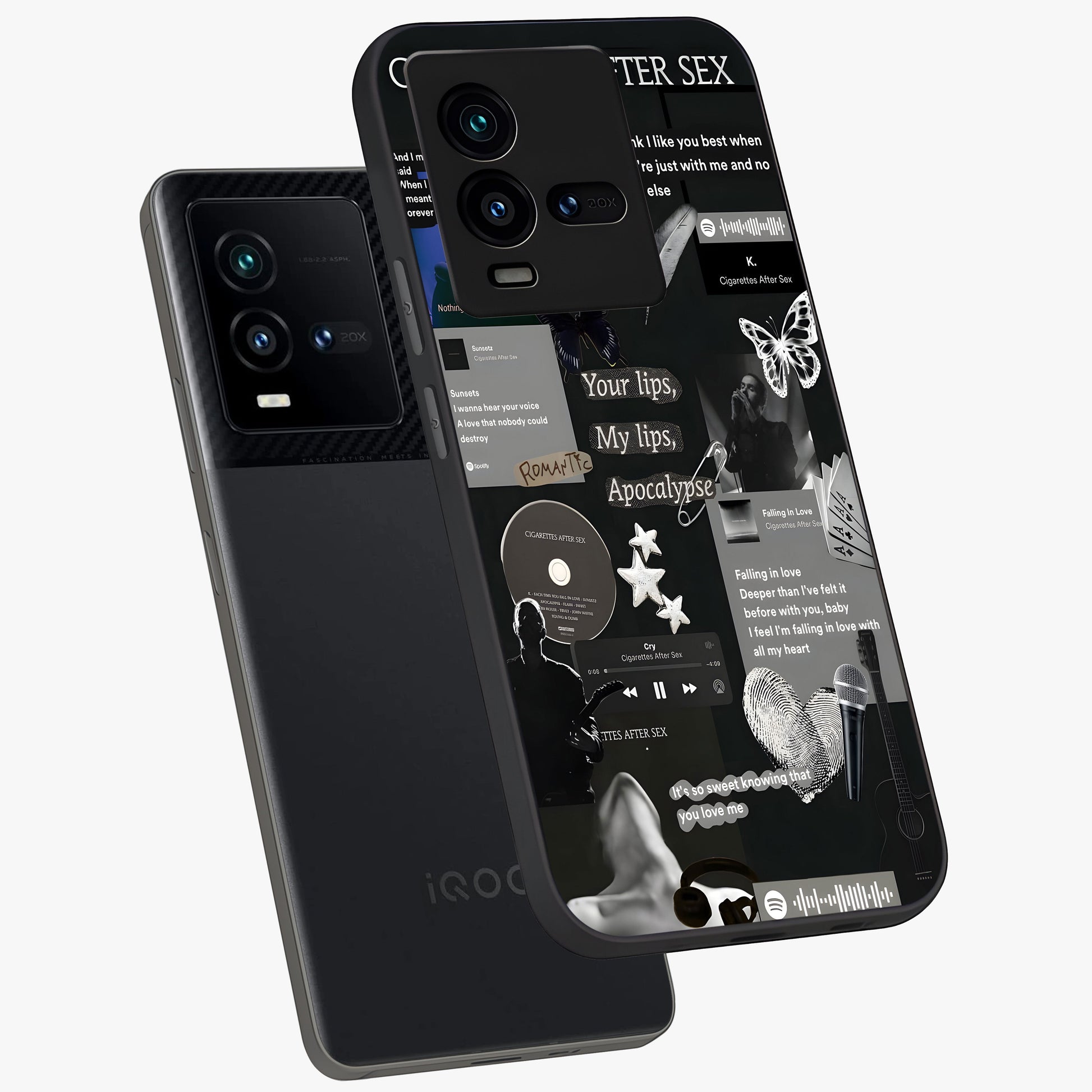 Midnight Love Echo Glass Case displayed in angled mockup highlighting elegant love inspired design with deep aesthetic style.