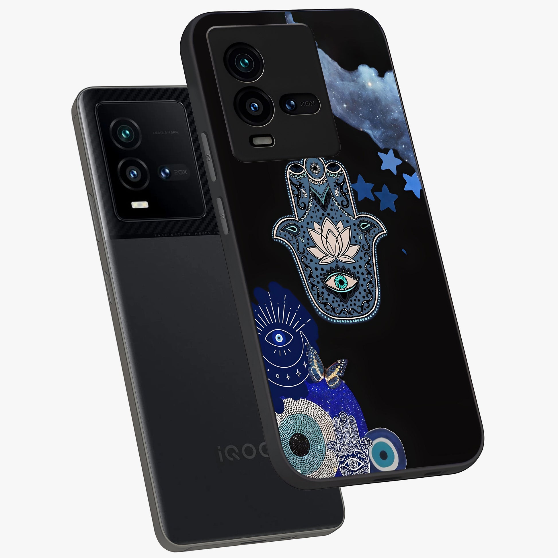 Mystic Hand Aura Glass Case displayed in angled mockup highlighting magical aura design with spiritual aesthetic style.