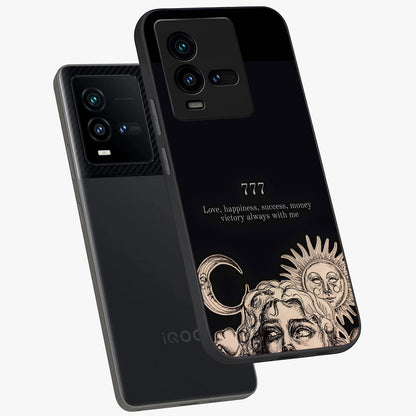 Mystic Victory Aura Glass Case displayed in angled mockup highlighting energetic aura design with bold mystical aesthetic.