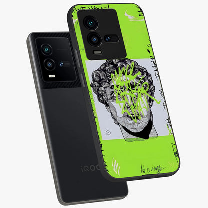 Neo Graffiti Rebellion Glass Case displayed in angled mockup highlighting urban street art design with rebellious aesthetic.