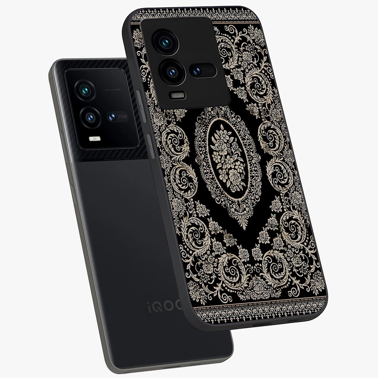 Noir Bloom Elegance Glass Case displayed in angled mockup highlighting refined flower design with stylish noir aesthetic.