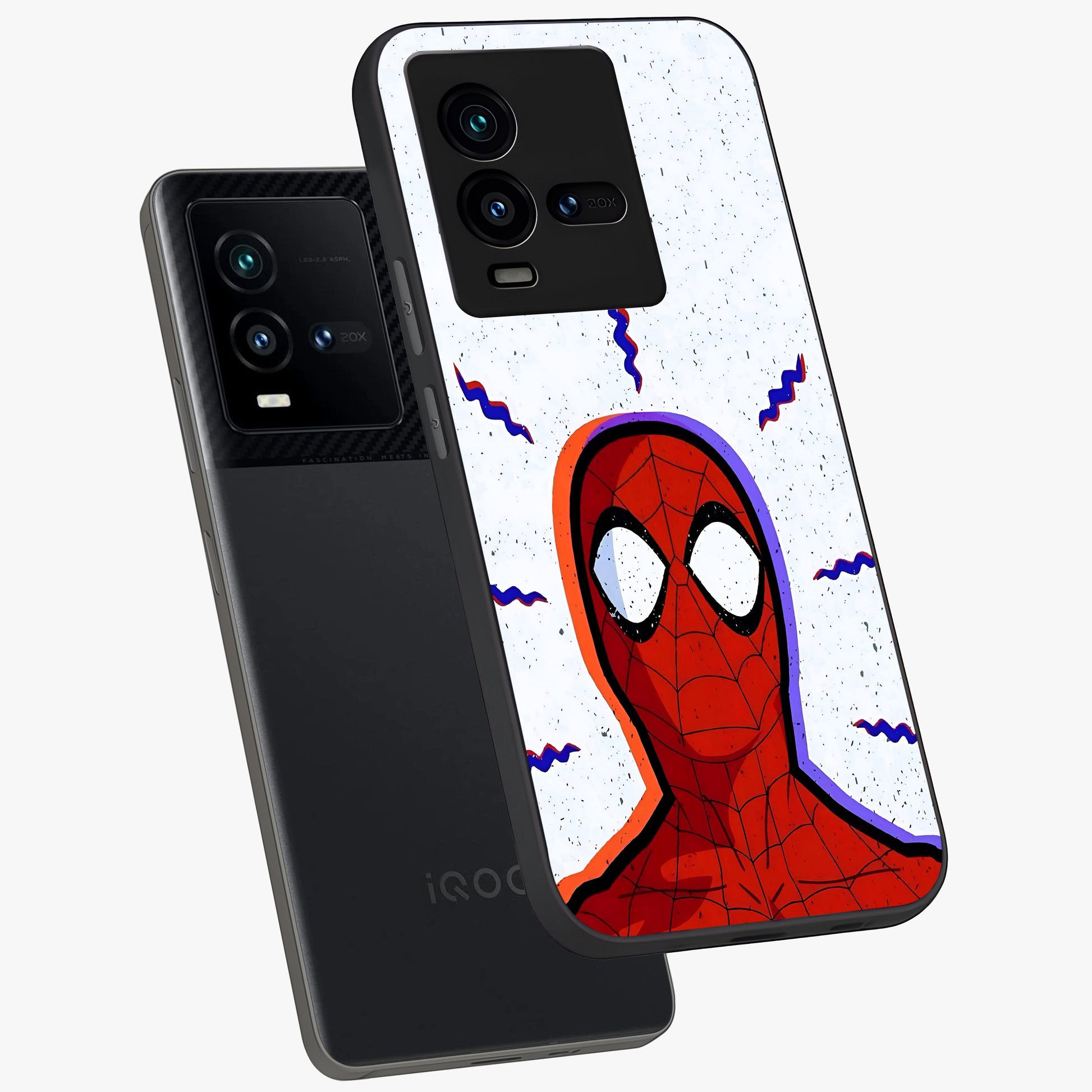 Omg Spiderman Glass Case displayed in angled mockup highlighting dynamic hero illustration with action comic aesthetic.