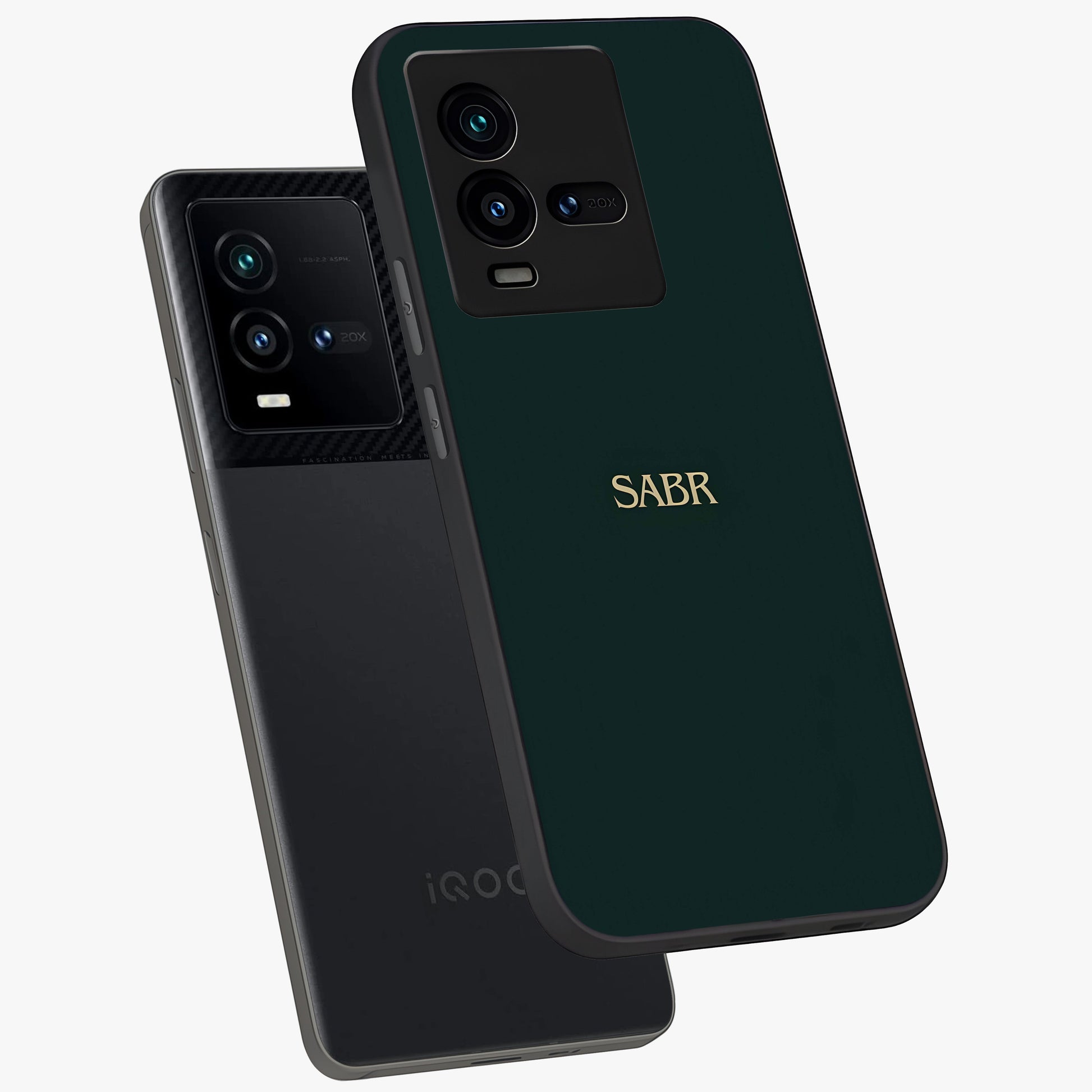 Sabr Minimal Patience Glass Case displayed in angled mockup highlighting simple inspirational design with clean aesthetic style.