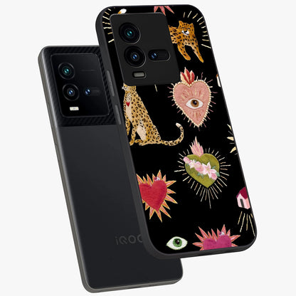 Sacred Jungle Heart Glass Case displayed in angled mockup highlighting lush tropical design with natural aesthetic style.