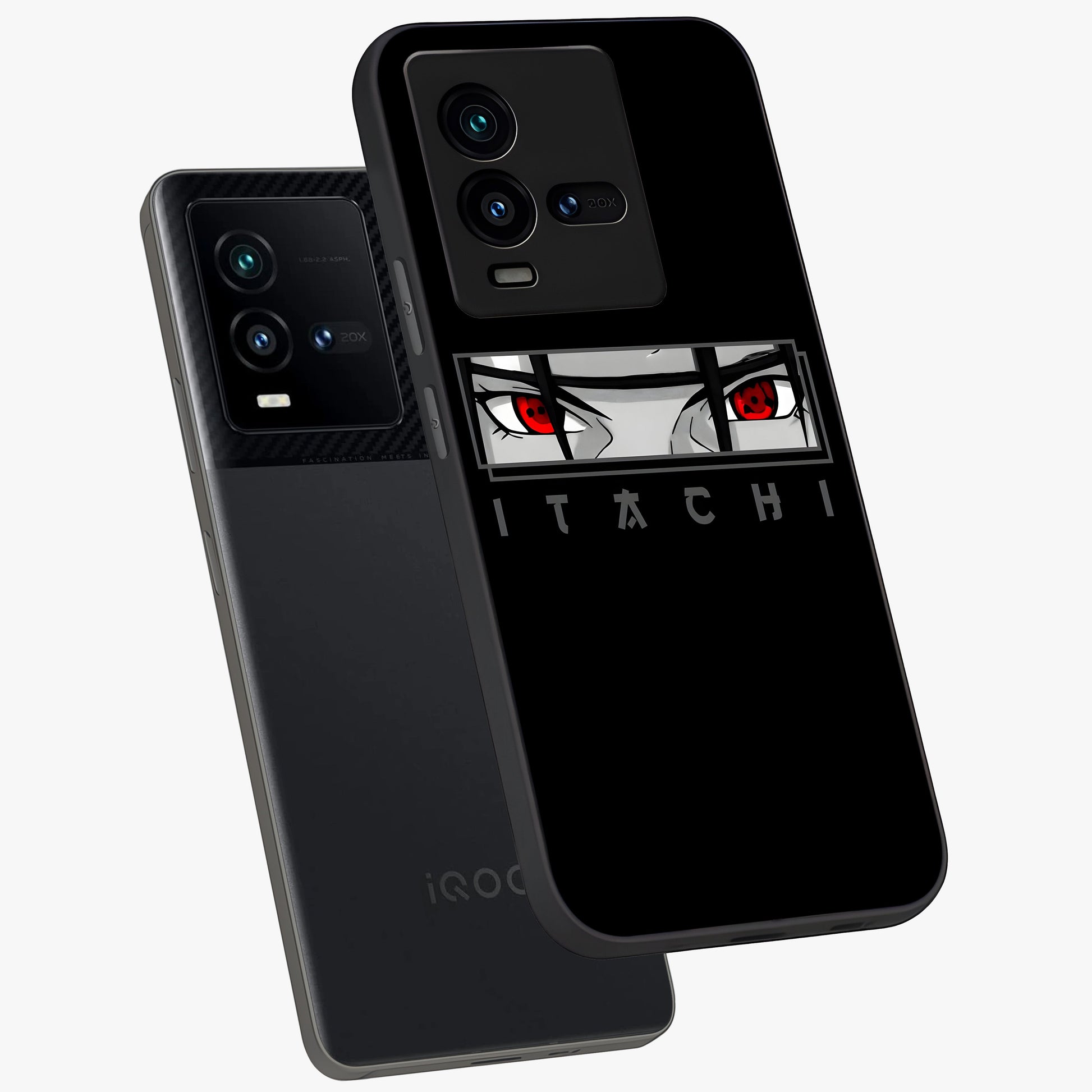Scarlet Gaze Dominance Glass Case displayed in angled mockup highlighting intense visual design with bold scarlet aesthetic.
