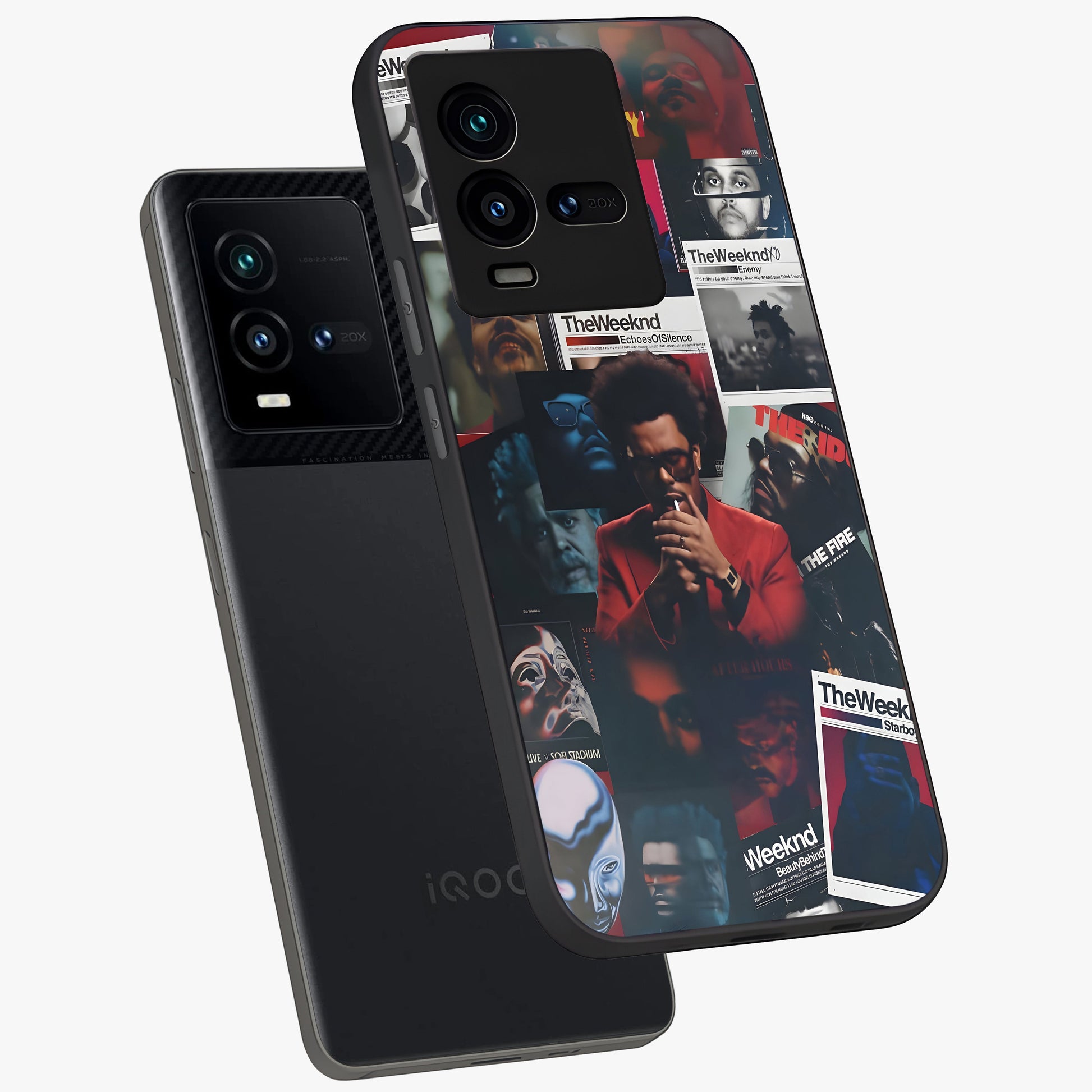The Weeknd Glass Case displayed in angled mockup highlighting stylish pop culture inspired design with modern aesthetic.