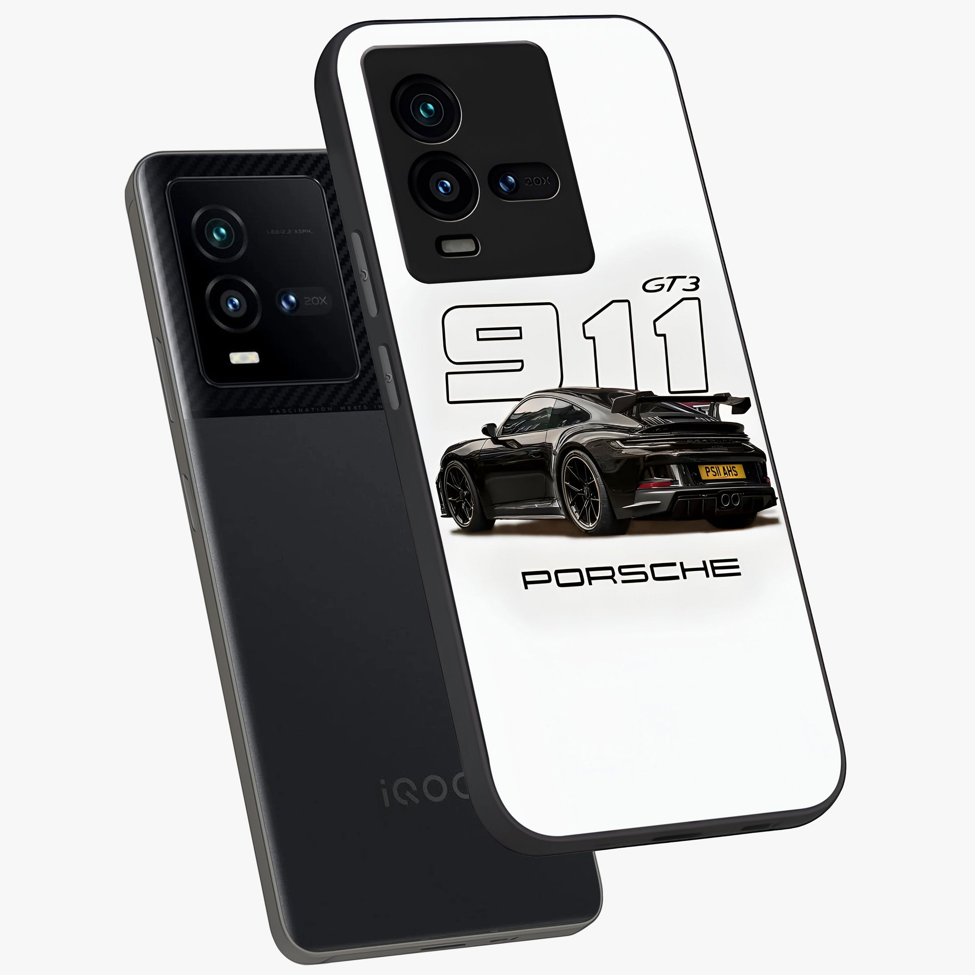 Turbo Legacy Icon Glass Case displayed in angled mockup highlighting dynamic automotive design with performance aesthetic.